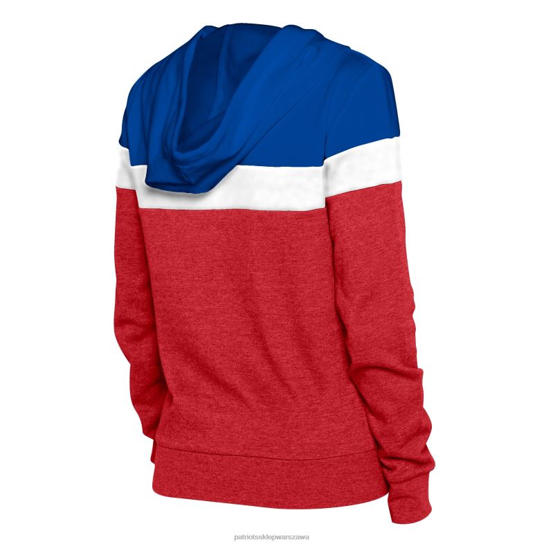 Patriots Jersey kobiety New Era czerwono-granatowa bluza z kapturem z blokami kolorów i suwakiem na całej długości odzież 6RBB2321