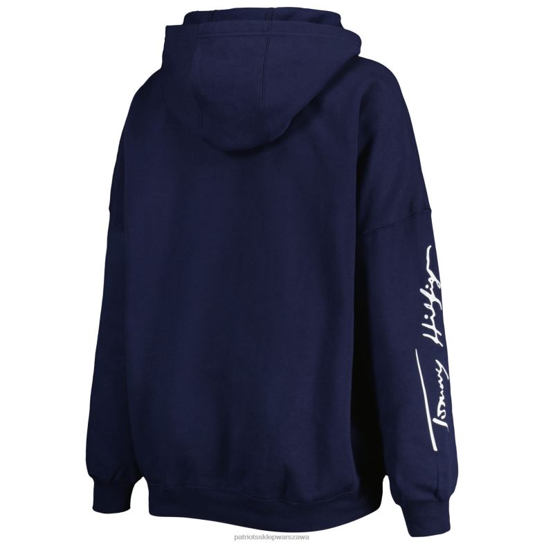 Patriots Jersey kobiety Tommy Hilfiger granatowa bluza z kapturem becca z opadającymi ramionami odzież 6RBB2404