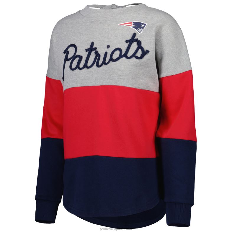 Patriots Jersey kobiety Touch Heather Grey/Granatowa bluza z głębokim dekoltem w szpic z tyłu do pasa odzież 6RBB2353