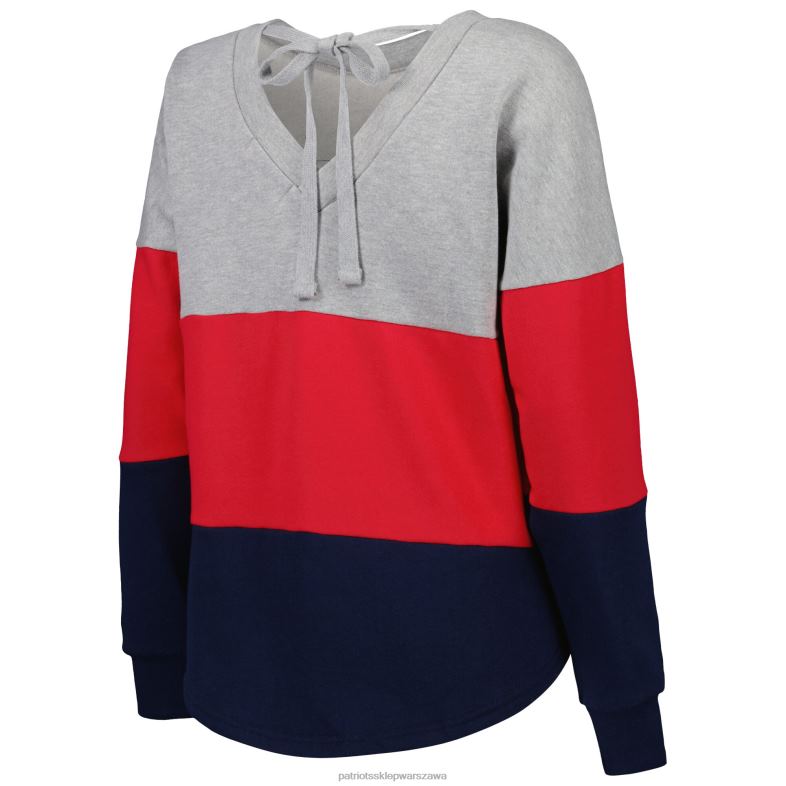 Patriots Jersey kobiety Touch Heather Grey/Granatowa bluza z głębokim dekoltem w szpic z tyłu do pasa odzież 6RBB2353
