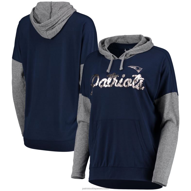 Patriots Jersey kobiety Touch granatowo-szara bluza z kapturem bez ograniczeń odzież 6RBB2373