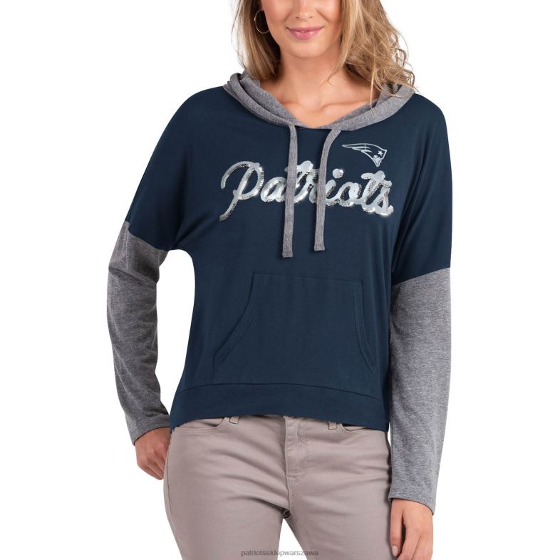 Patriots Jersey kobiety Touch granatowo-szara bluza z kapturem bez ograniczeń odzież 6RBB2373