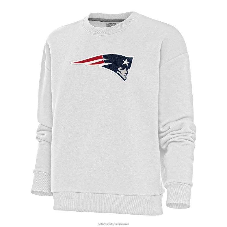 Patriots Jersey kobiety biała, szenilowa bluza z okrągłym wycięciem pod szyją firmy antigua odzież 6RBB2426