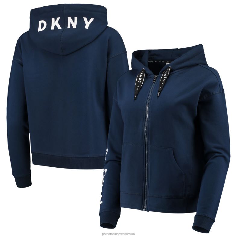 Patriots Jersey kobiety bluza dkny sport granatowa zoey z kapturem i suwakiem na całej długości odzież 6RBB2467