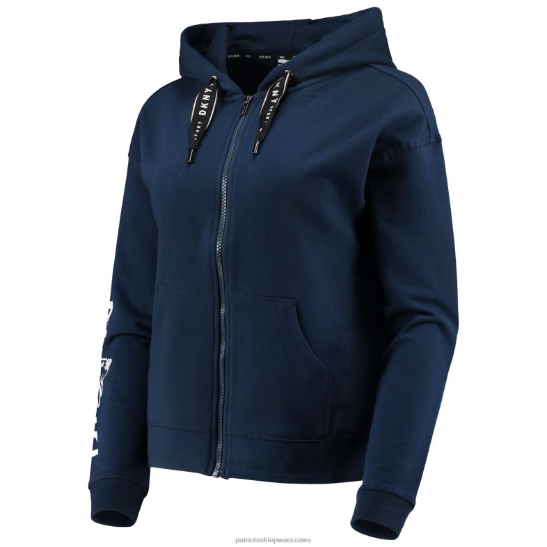 Patriots Jersey kobiety bluza dkny sport granatowa zoey z kapturem i suwakiem na całej długości odzież 6RBB2467