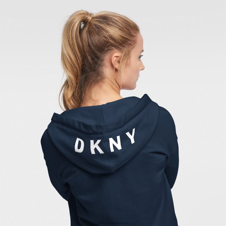 Patriots Jersey kobiety bluza dkny sport granatowa zoey z kapturem i suwakiem na całej długości odzież 6RBB2467