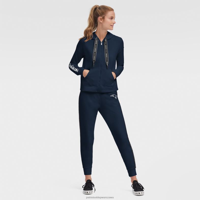 Patriots Jersey kobiety bluza dkny sport granatowa zoey z kapturem i suwakiem na całej długości odzież 6RBB2467