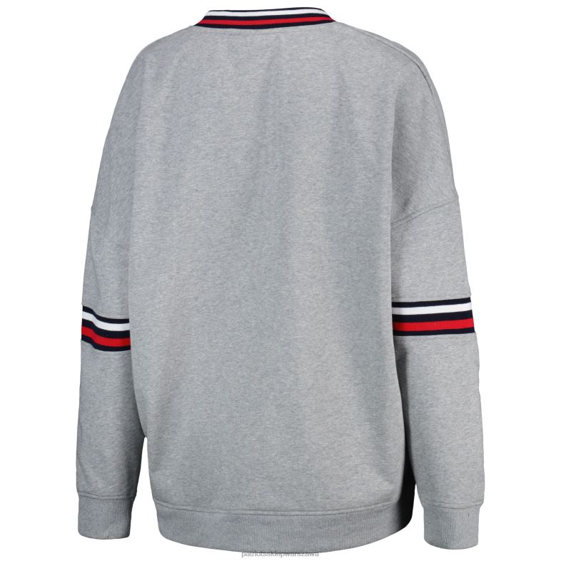 Patriots Jersey kobiety bluza z dekoltem w serek w stylu vintage w kolorze dzikiego kolektywu w kolorze szarego melanżu odzież 6RBB2367