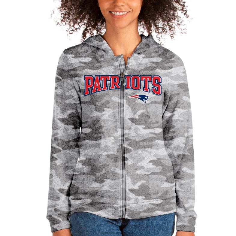 Patriots Jersey kobiety bluza z kapturem i pełnym zamkiem błyskawicznym z napisem antigua camo odzież 6RBB2407