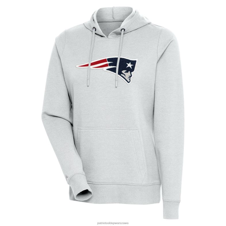 Patriots Jersey kobiety bluza z kapturem z dzianiny szenilowej Antigua w kolorze melanżowym szarym odzież 6RBB2419