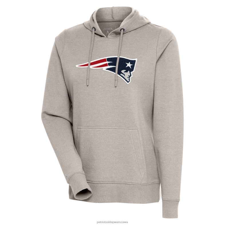 Patriots Jersey kobiety bluza z kapturem z szenilowej dzianiny Antigua Oatmeal Action odzież 6RBB2420