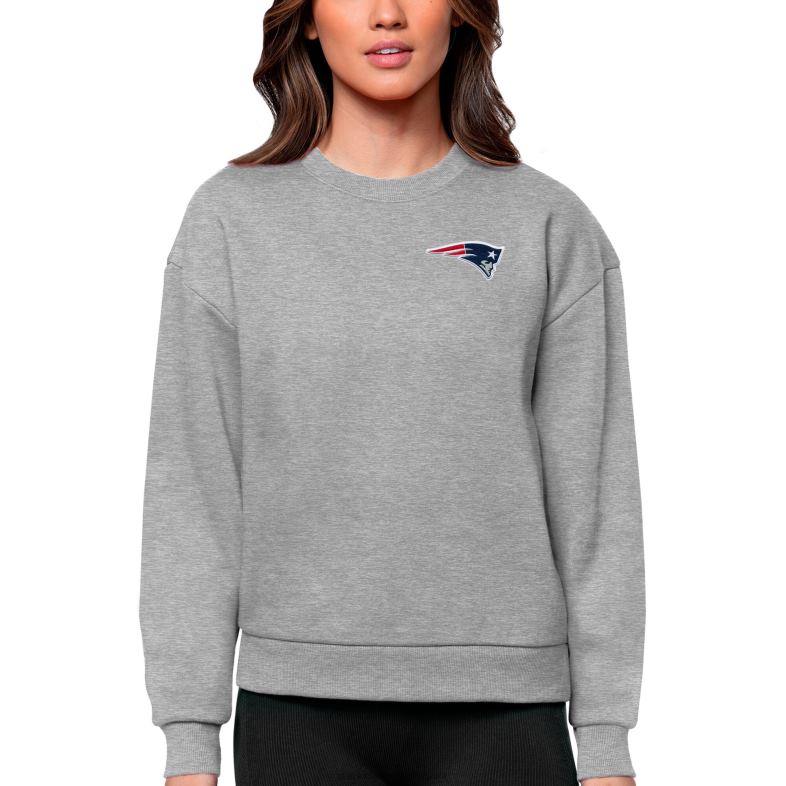 Patriots Jersey kobiety bluza z okrągłym wycięciem pod szyją firmy antigua w kolorze melanżowo-szarym odzież 6RBB2441
