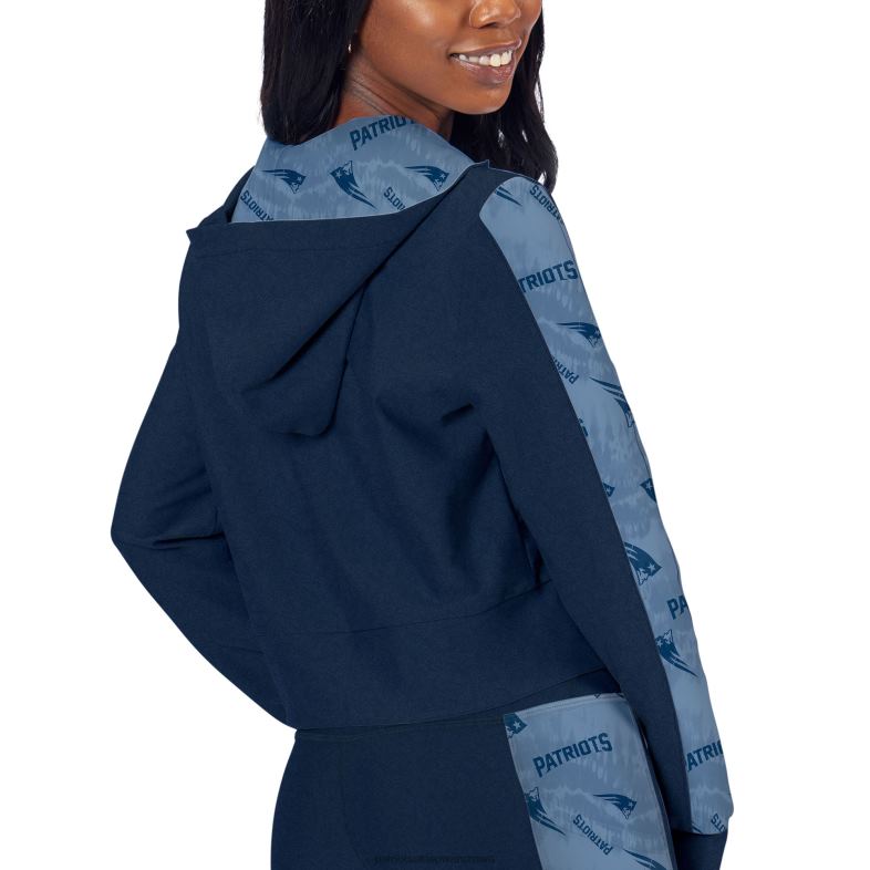 Patriots Jersey kobiety certo granatowa krótka bluza z kapturem i suwakiem na całej długości odzież 6RBB934