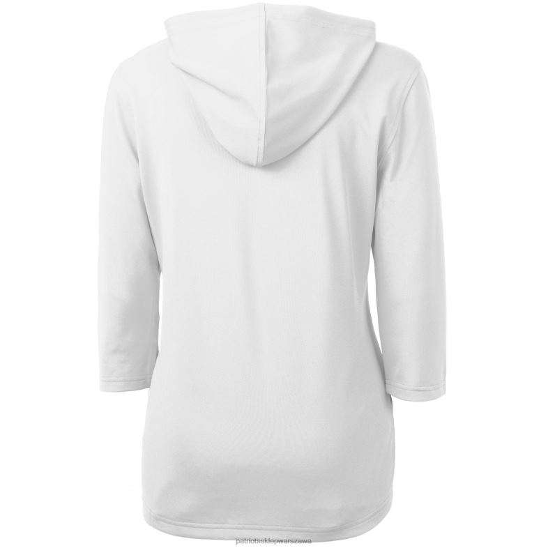 Patriots Jersey kobiety cut & buck biała cnota eko pique bluza z kapturem z rękawem 3/4 i suwakiem do połowy odzież 6RBB1080