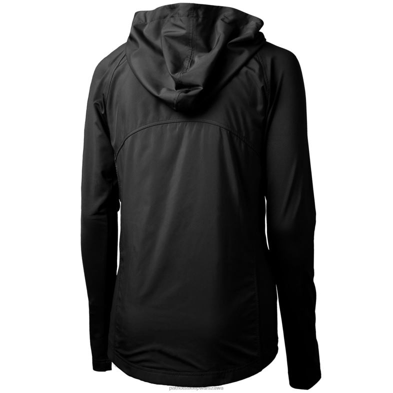 Patriots Jersey kobiety cut & buck czarne logo retro adaptacja ekologicznej dzianiny hybrydowej z recyklingu, zapinana na zamek błyskawiczny bluza z kapturem odzież 6RBB920