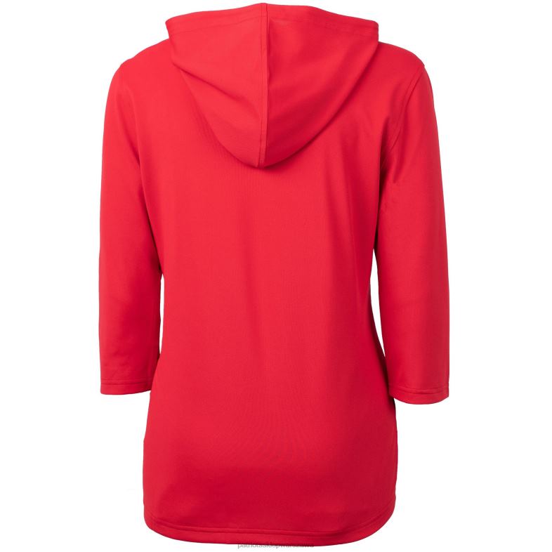 Patriots Jersey kobiety cut & buck czerwona cnota eco pique bluza z kapturem i suwakiem do połowy z rękawem 3/4 odzież 6RBB1079