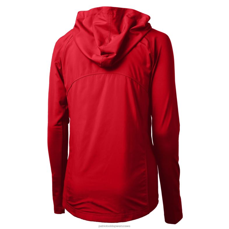 Patriots Jersey kobiety cut & buck czerwone logo kasku adaptacja ekologicznej dzianiny hybrydowej z recyklingu, zapinana na zamek błyskawiczny bluza z kapturem odzież 6RBB843