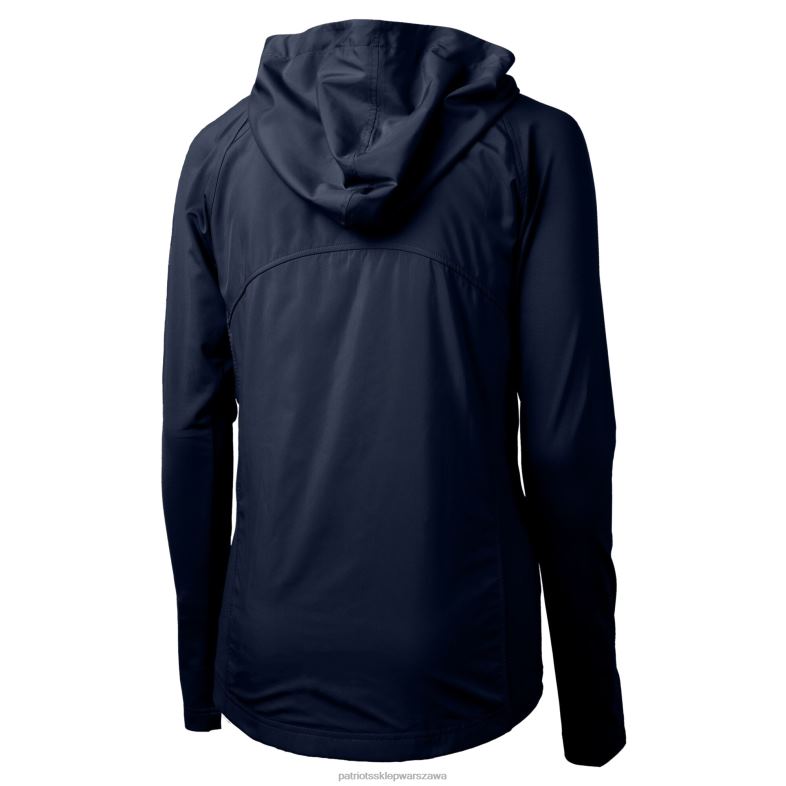 Patriots Jersey kobiety cut & buck granatowy hełm logo adaptacja ekologicznej dzianiny hybrydowej z recyklingu, zapinana na zamek błyskawiczny bluza z kapturem odzież 6RBB846