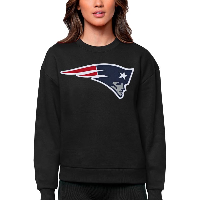 Patriots Jersey kobiety czarna bluza z logo zwycięstwa Antigua odzież 6RBB2450