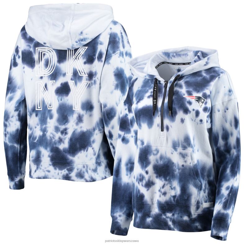 Patriots Jersey kobiety dkny sport biało-granatowa bluza z kapturem dakota oversize tie-dye zapinana na suwak odzież 6RBB950