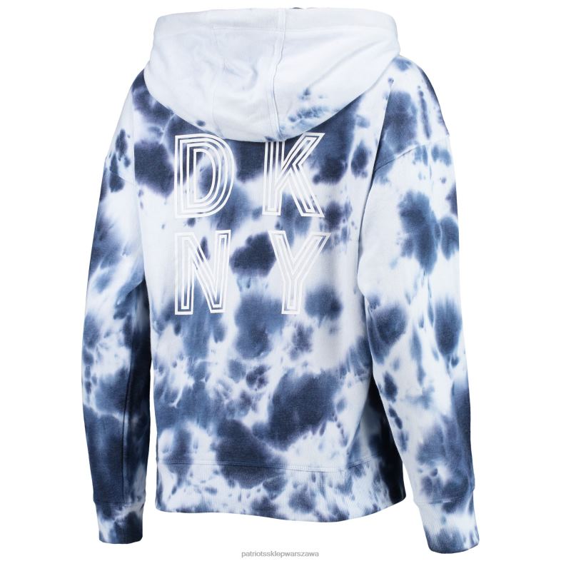 Patriots Jersey kobiety dkny sport biało-granatowa bluza z kapturem dakota oversize tie-dye zapinana na suwak odzież 6RBB950