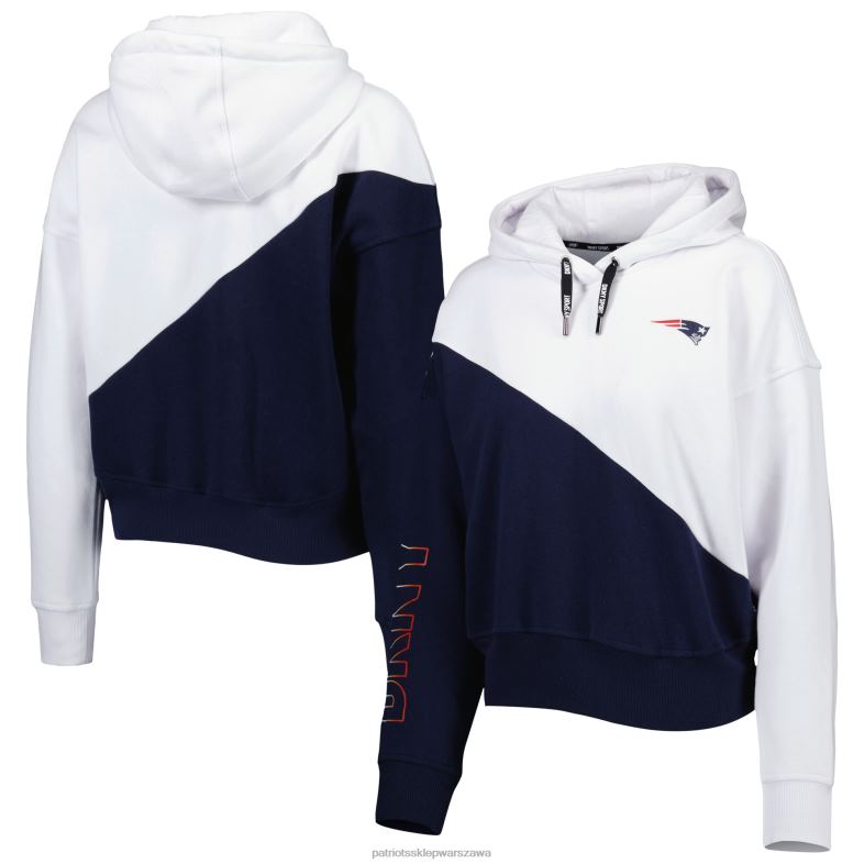 Patriots Jersey kobiety dkny sport biało-granatowa bluza z kapturem z blokowanymi kolorami bobbi odzież 6RBB2343