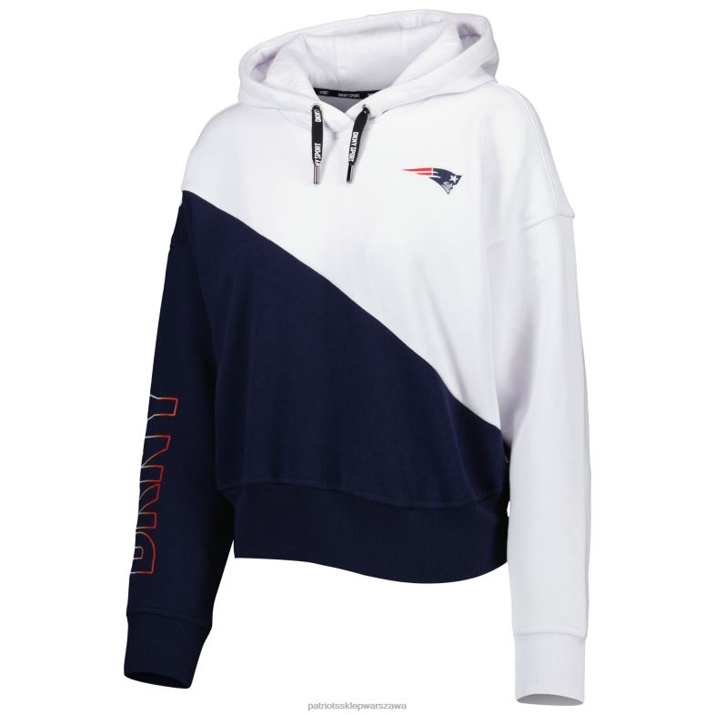 Patriots Jersey kobiety dkny sport biało-granatowa bluza z kapturem z blokowanymi kolorami bobbi odzież 6RBB2343