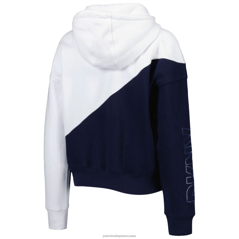 Patriots Jersey kobiety dkny sport biało-granatowa bluza z kapturem z blokowanymi kolorami bobbi odzież 6RBB2343