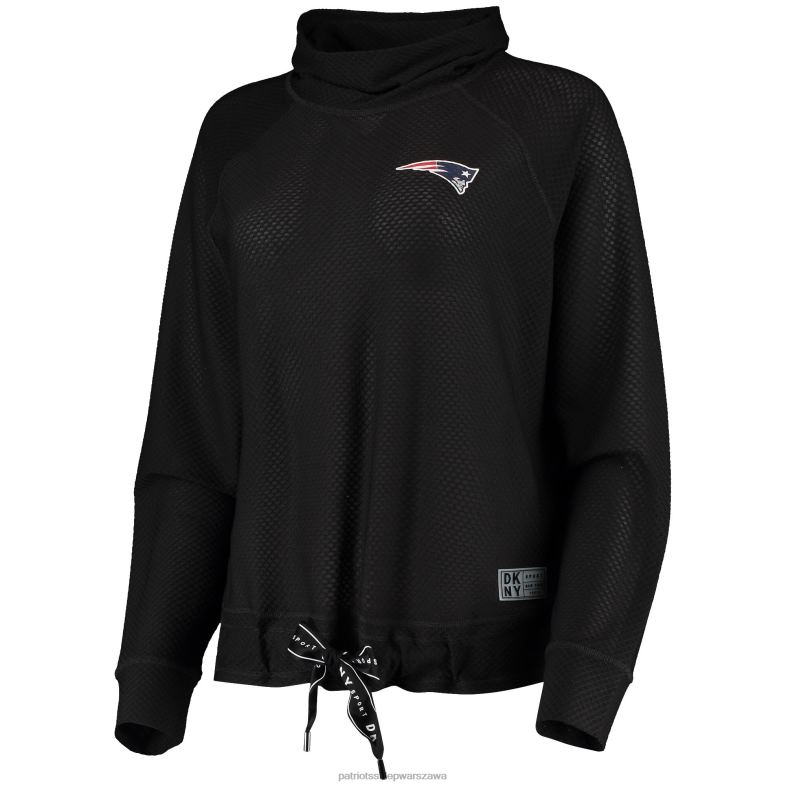 Patriots Jersey kobiety dkny sport czarna bluza gabby z kapturem i raglanową siateczką odzież 6RBB2409