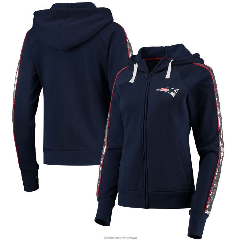 Patriots Jersey kobiety g-iii 4her by carlbanks granatowa raglanowa bluza z kapturem i suwakiem na całej długości odzież 6RBB2388