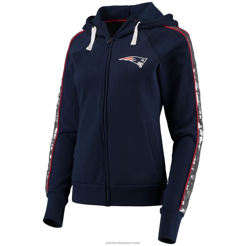 Patriots Jersey kobiety g-iii 4her by carlbanks granatowa raglanowa bluza z kapturem i suwakiem na całej długości odzież 6RBB2388