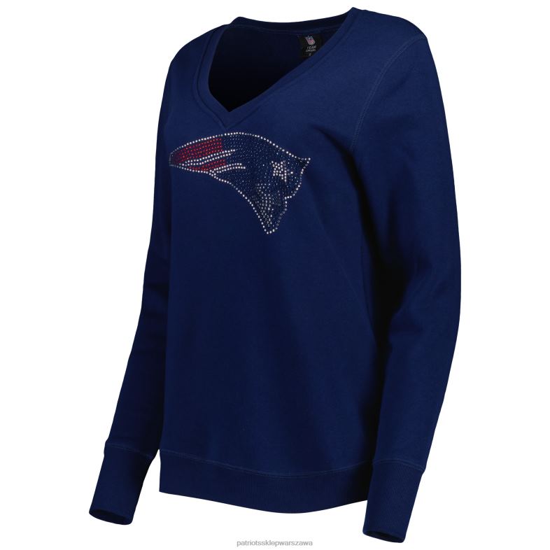Patriots Jersey kobiety granatowa bluza cuce z głębokim dekoltem w serek odzież 6RBB2416