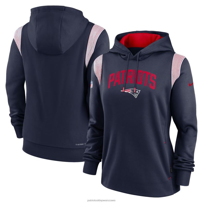 Patriots Jersey kobiety granatowa bluza z kapturem Nike Sideline Stack Performance odzież 6RBB2334