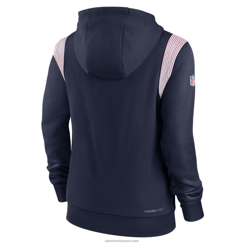 Patriots Jersey kobiety granatowa bluza z kapturem Nike Sideline Stack Performance odzież 6RBB2334
