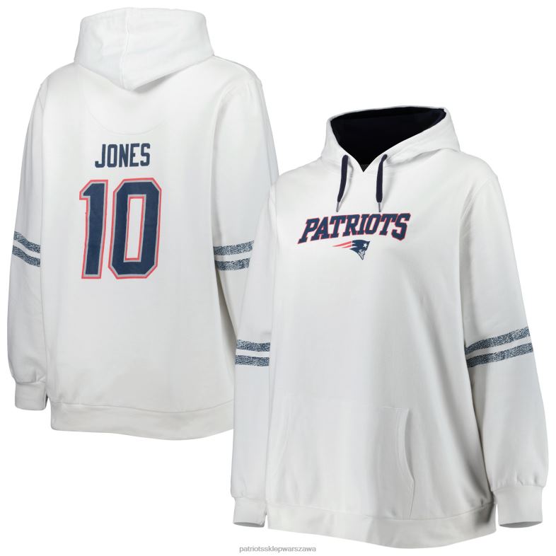 Patriots Jersey kobiety mac jones biała bluza z kapturem w rozmiarze plus nazwa i numer odzież 6RBB2371