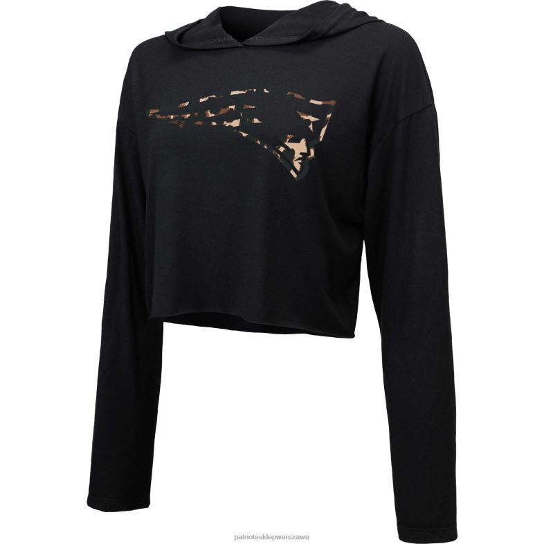 Patriots Jersey kobiety majestatyczna nici czarna bluza z kapturem w panterkę odzież 6RBB2331