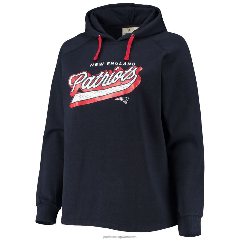 Patriots Jersey kobiety raglanowa bluza z kapturem z logo fanatics w kolorze granatowym plus size odzież 6RBB2440