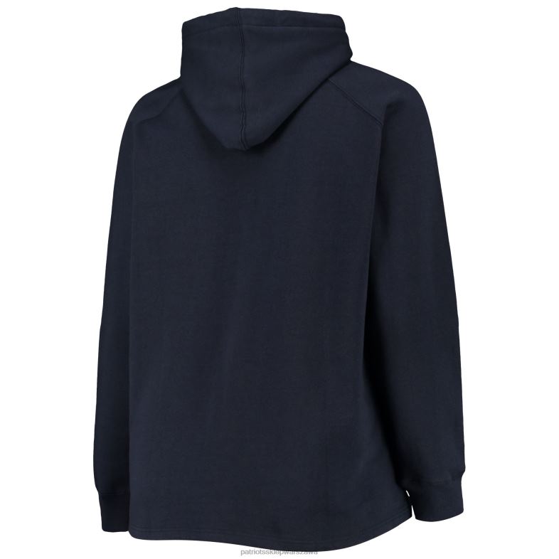 Patriots Jersey kobiety raglanowa bluza z kapturem z logo fanatics w kolorze granatowym plus size odzież 6RBB2440