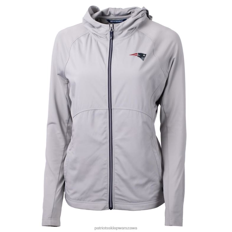 Patriots Jersey kobiety rozpinana na całej długości bluza z kapturem z ekologicznej dzianiny cutter & buck grey adapt odzież 6RBB1078