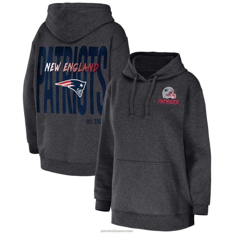 Patriots Jersey kobiety wear by erin andrews bluza polarowa z kapturem w kolorze Heather Carbon odzież 6RBB2381