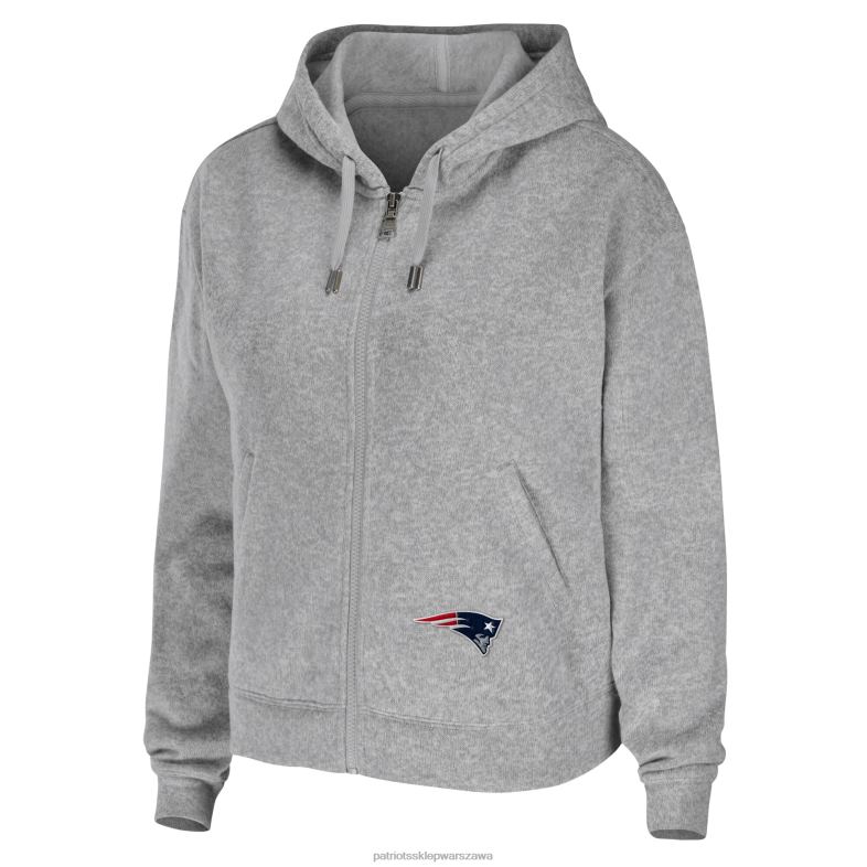 Patriots Jersey kobiety wear by erin andrews bluza z kapturem w kolorze szarym Heathered Team odzież 6RBB2340