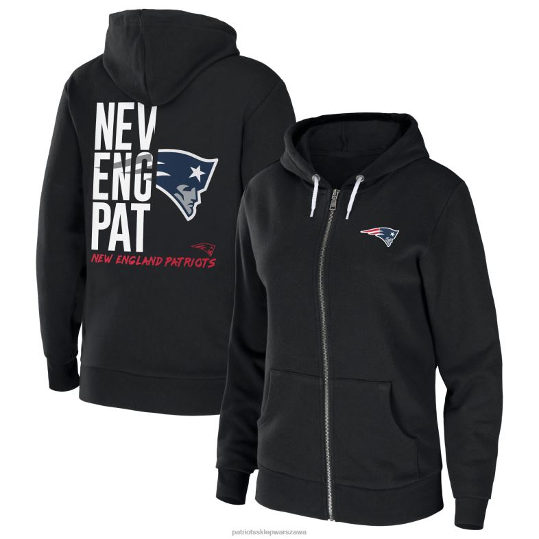Patriots Jersey kobiety wear by erin andrews czarna bluza polarowa z kapturem i suwakiem na całej długości odzież 6RBB2332