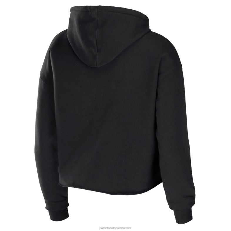 Patriots Jersey kobiety wear by erin andrews czarna bluza z kapturem z gąbki o skróconym kroju odzież 6RBB2349