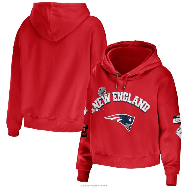 Patriots Jersey kobiety wear by erin andrews czerwona, skromna, krótka bluza z kapturem odzież 6RBB2336