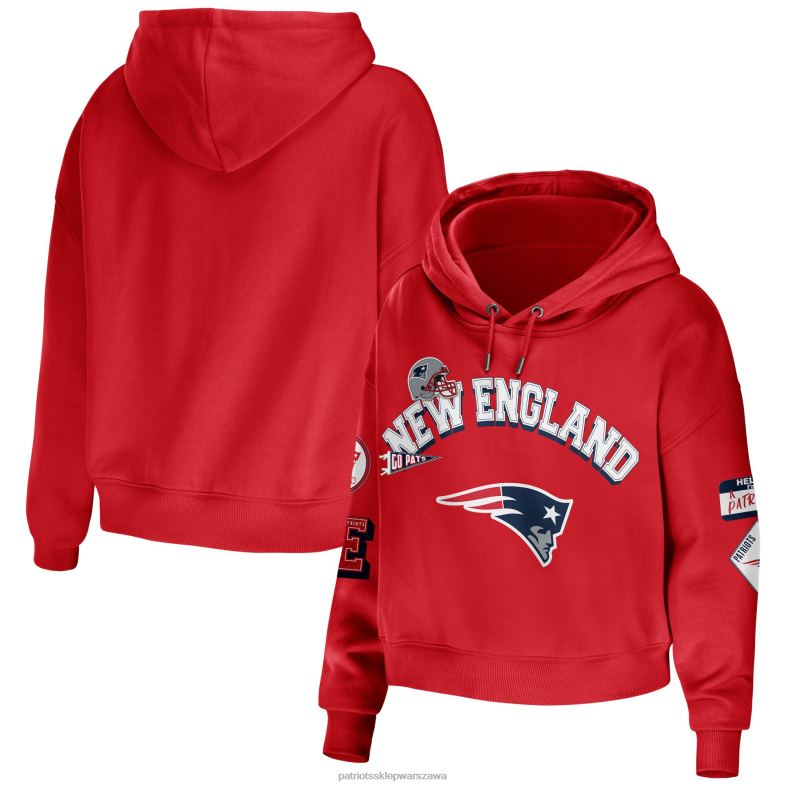 Patriots Jersey kobiety wear by erin andrews czerwona, skromna, skrócona bluza z kapturem plus size odzież 6RBB2352