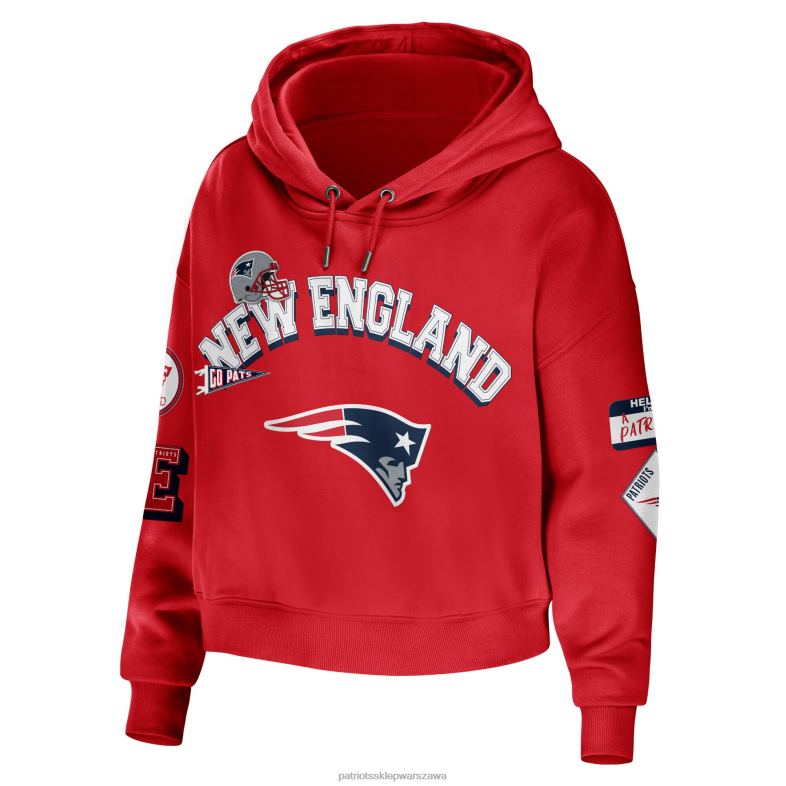 Patriots Jersey kobiety wear by erin andrews czerwona, skromna, skrócona bluza z kapturem plus size odzież 6RBB2352