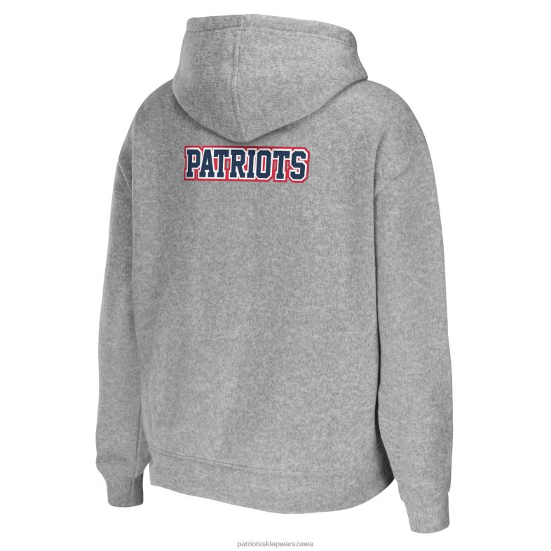 Patriots Jersey kobiety wear by erin andrews szara bluza plus size z kapturem i suwakiem na całej długości odzież 6RBB2422
