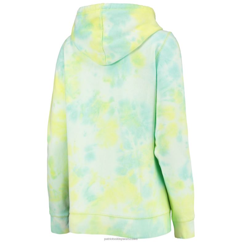 Patriots Jersey kobiety zapinana na zamek bluza z kapturem New Era w białym kolorze Ice-Dye odzież 6RBB2418