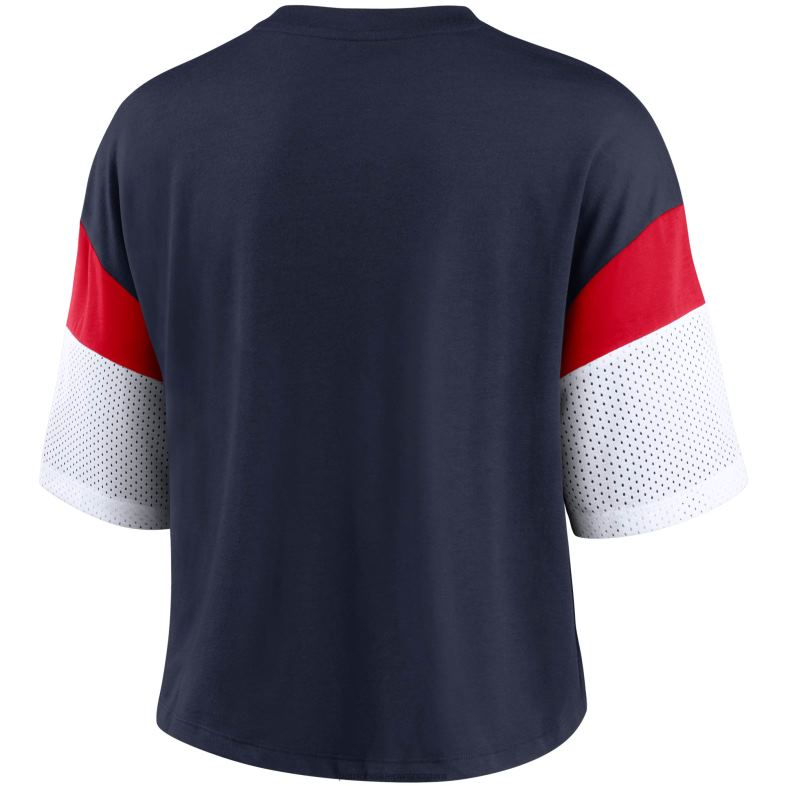Patriots Jersey kobiety granatowo-biały krótki top z mieszanki nici Nike Performance odzież 6RBB2798