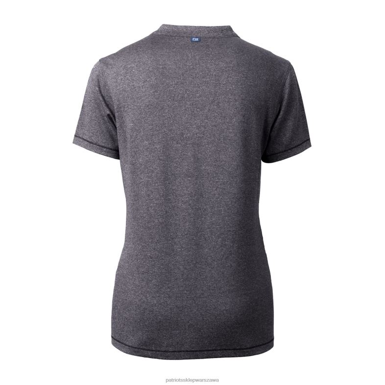 Patriots Jersey kobiety logo hełmu Cutter & Buck Heather Carbon Drytec Forge Elastyczny top z wycięciem w kształcie litery V odzież 6RBB2651